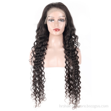 Wholesale Unprocessed Indian Human Hair 13*4 lace frontal wig 100% loose deep wave for black women wig